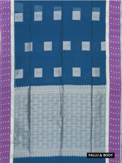 Gracecharm Silk Cotton Square Butta and Dot Border Saree