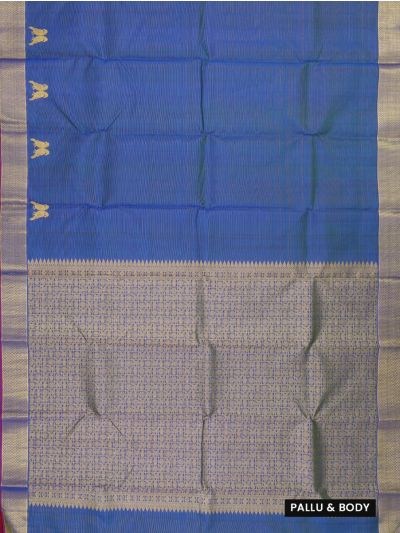 Arani Pure Silk Fine Striped with Floral Chakra Butta Grid Pallu Saree
