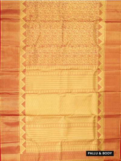 Vivaha Kanchipuram Pure Silk Floral Vine Jaal with Chevron Zari Pallu Saree