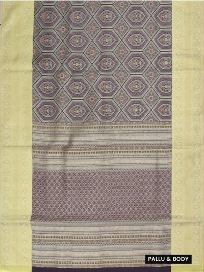 Vivaha Kanchipuram Pure Silk Hexagon Floral Motifs with Geometric Pallu Saree
