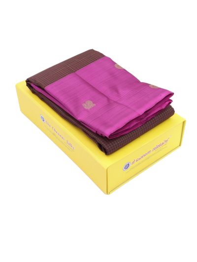 Pure Silk Fine Checks and Round Butta with Diamond Brocade Pallu Saree