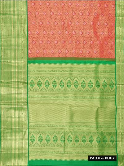 Vivaha Kanchipuram Pure Silk Floral Jaal with Floral Vase Brocade Pallu Saree