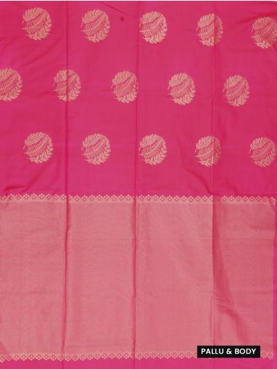 Gracecharm Art Soft Silk Leafy Butta with Chevron Brocade Pallu Saree