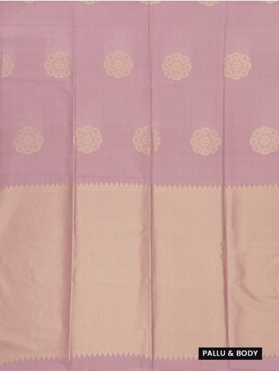 Gracecharm Art Soft Silk Round Floral Medallion Butta with Diagonal Stripes Pallu Saree