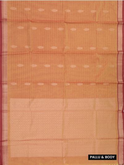 Kanmanie Cotton Leaf Butta with Fine Zigzag Stripes and 3 Inch Border Saree