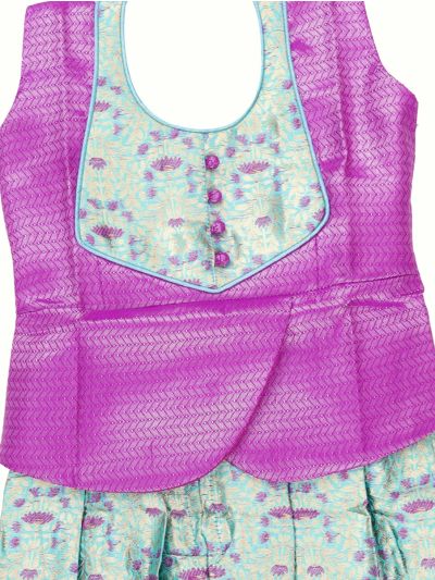 Charming Girls Readymade Art Silk Floral Brocade Pattu Pavadai Set
