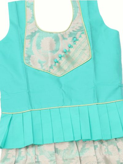 Charming Girls Readymade Art Silk Floral Brocade Pattu Pavadai Set