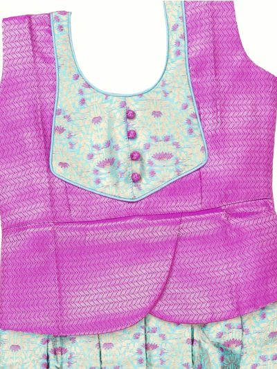 Charming Girls Readymade Art Silk Chevron with Floral Jaal Pattu Pavadai Set