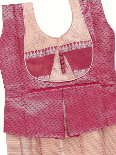 Charming Girls Readymade Art Silk Diamond Pattu Pavadai Set