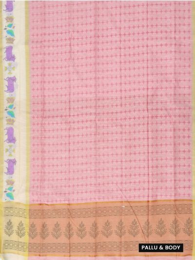 Gracecharm Elegant Chanderi Cotton Floral Butta Leaf Pallu Saree