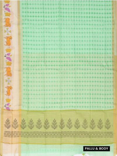 Gracecharm Elegant Chanderi Cotton Floral Butta Leaf Pallu Saree