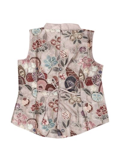 Graceful Essence Girls Floral Embellished Vest with Wide-Leg Pant Set