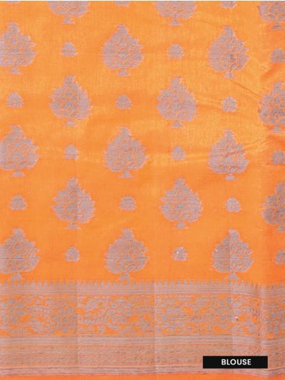 Gracecharm Semi Jute Floral Butta with Floral Vine Jaal Pallu Saree