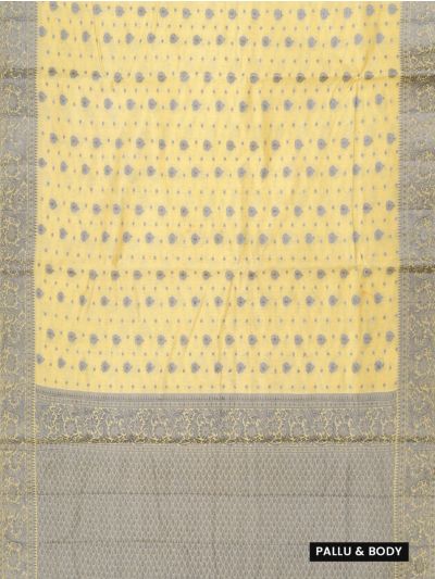 Gracecharm Semi Jute Butta with Floral Vine Pallu Saree