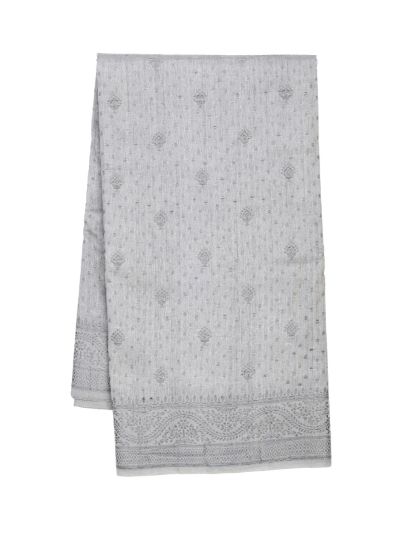Gracecharm Semi Jute Butta with Floral Rosette Pallu Saree
