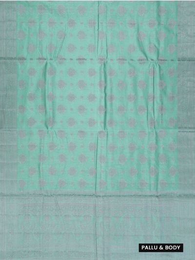 Gracecharm Semi Jute Floral Butta with Floral Vine Border Saree