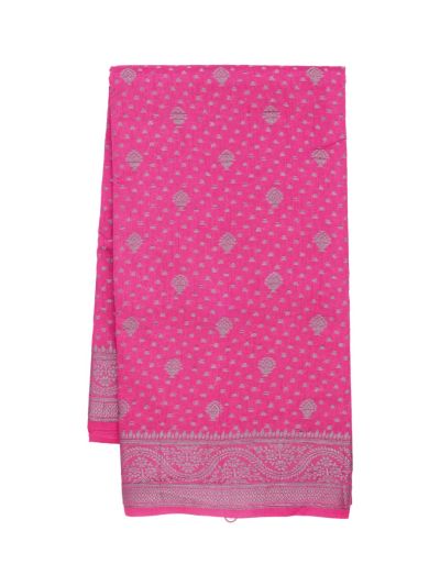 Gracecharm Semi Jute Butta with Floral Medallion Pallu Saree
