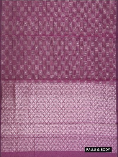 Gracecharm Kora Silk Cotton Rectangular Grid Butta with Diamond Lattice Pallu Saree