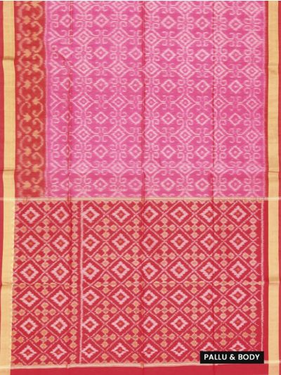 Gracecharm Pochampally Silk Cotton Diamond Jaal Geometric Pallu Saree