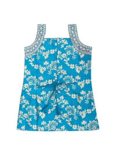 Graceful Essence Girls Floral Embroidered Top Palazzo Dupatta Set