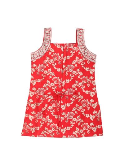 Graceful Essence Girls Floral Embroidered Top Palazzo Dupatta Set