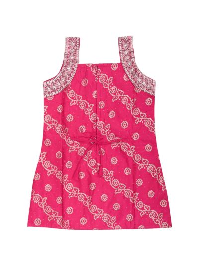 Graceful Essence Girls Bandhani Floral Top Palazzo Dupatta Set