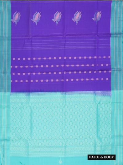 Kanmanie Pure Soft Silk Lotus Butta with 5-Inch Zari Line Border Saree