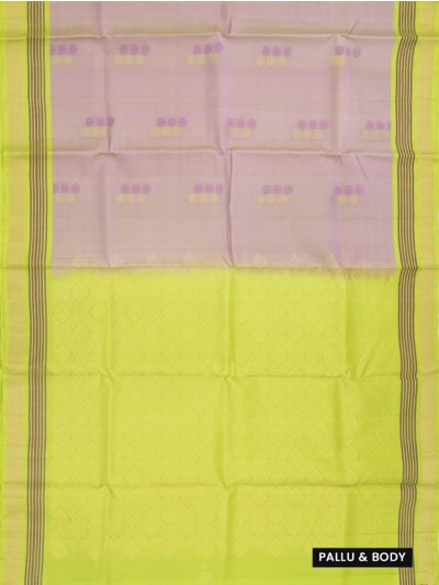 Kanmanie Pure Soft Silk Lotus Butta with 5-Inch Zari Border Saree