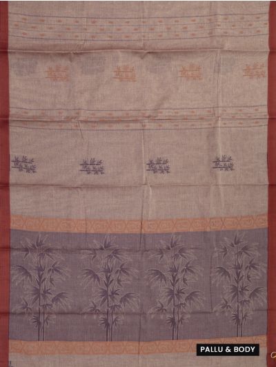 Kanmanie Cotton Bamboo Butta with 2-Inch Asthiri Border Saree