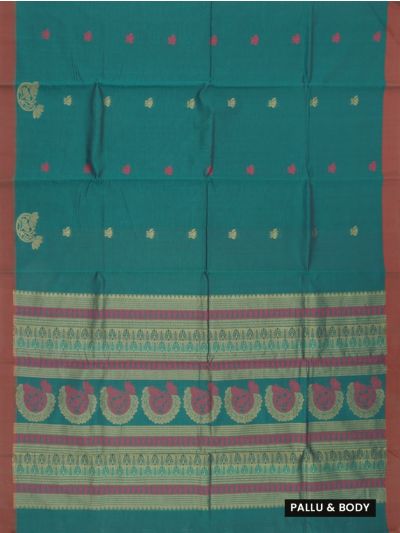 Kanmanie Cotton Lotus Butta with 3-Inch Asthiri Border Saree