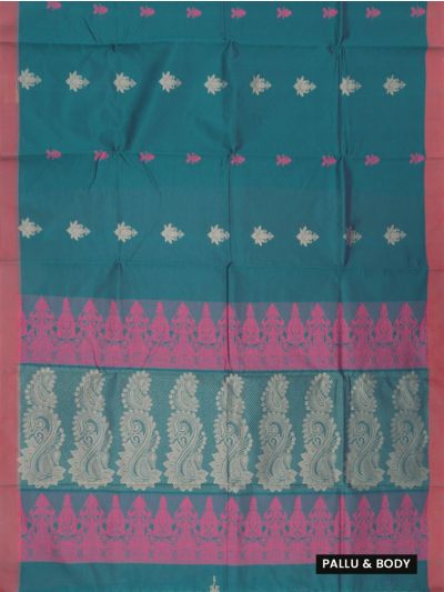 Kanmanie Cotton Lotus Butta with Ornamental Paisley Pallu Saree