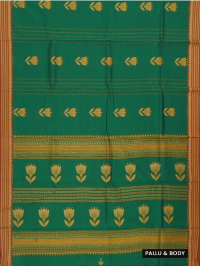 Kanmanie Cotton Lotus Butta with 3 Inch Jacquard Border Saree