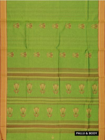Kanmanie Cotton Lotus Butta with 3 Inch Jacquard Border Saree