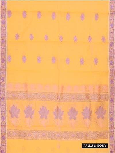 Kanmanie Cotton Lotus Butta with Ornamental Lotus Pallu Saree