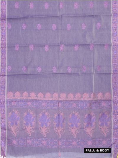 Kanmanie Cotton Lotus Butta with Ornamental Lotus Pallu Saree