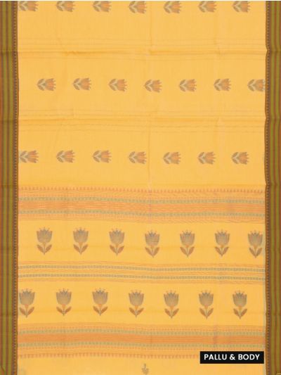 Kanmanie Cotton Lotus Butta with 3 Inch Jacquard Border Saree