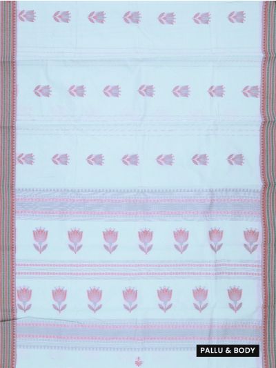 Kanmanie Cotton Floral Butta with 3 Inch Jacquard Border Saree