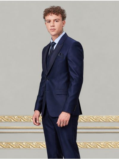 Bennevis Men’s Satin Peak Lapel Paisley Waistcoat Tuxedo 5 Piece Suit Set