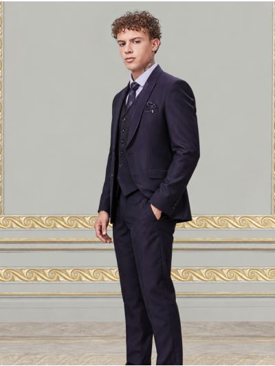 Bennevis Men’s Satin Peak Lapel Floral Patterned Waistcoat Tuxedo 5 Piece Suit Set