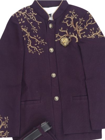 Royal Elegance Boys Embroidered Mandarin Collar Jodhpuri 3 Piece Suit Set