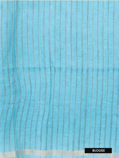 Gracecharm Semi Jute Fine Pinstripe Pallu with Border Saree
