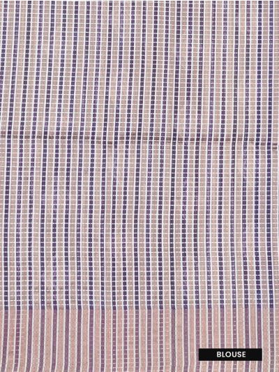 Gracecharm Semi Jute Geometric Diamond with Striped Pallu Border Saree