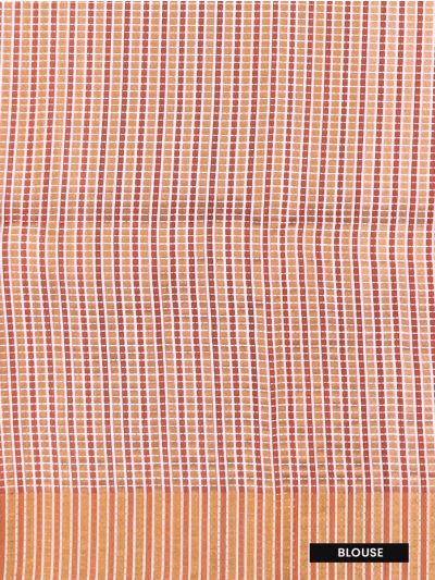 Gracecharm Semi Jute Ornamental Geometric with Striped Pallu Border Saree