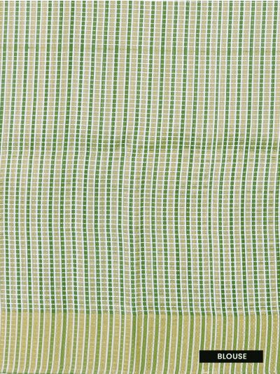 Gracecharm Semi Jute Multicolour Geometric Stripes with Check Pallu Border Saree