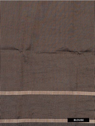 Gracecharm Semi Jute Square Butta with Striped Pallu Check Border Saree