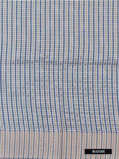 Gracecharm Semi Jute Geometric Butta Stripes with Check Pallu Border Saree