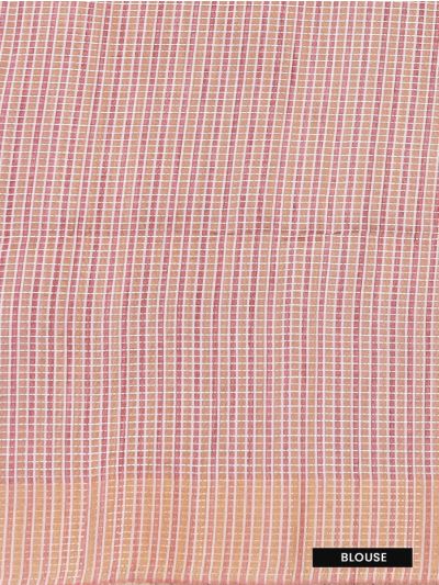 Gracecharm Semi Jute Abstract Geometric Stripes with Check Pallu Border Saree