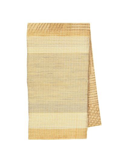 Gracecharm Semi Jute Abstract Geometric Stripes with Check Pallu Border Saree
