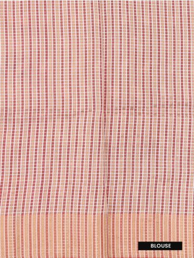 Gracecharm Semi Jute Multicolour Geometric Stripes with Check Pallu Border Saree