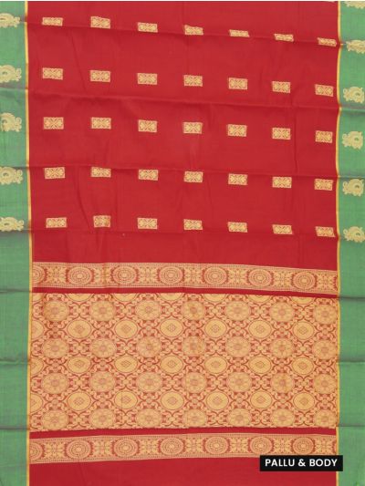 Gracecharm Elegant Kanchi Cotton Zari Butta with Paisley Border Saree